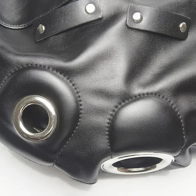 Masque BDSM avec cagoule et gag de bouche amovible + gode ceinture