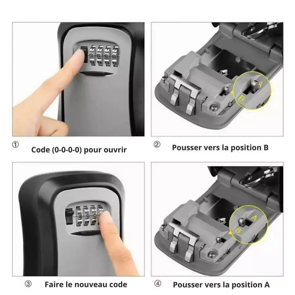 Boîte à Clé Code Sécurisé Location Logements Courte Durée Murale Clef Serrure