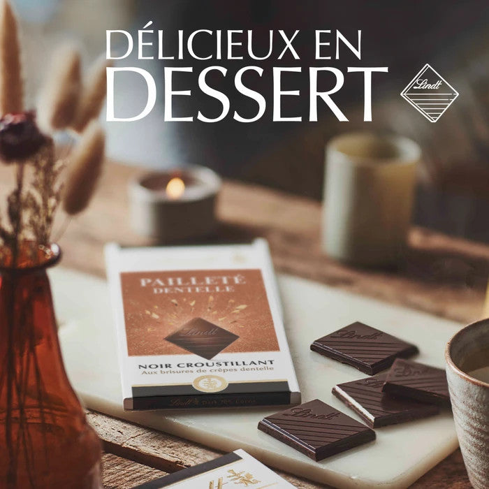 Tablette de Chocolat noir croustillant dentelle pailleté LINDT de 100g