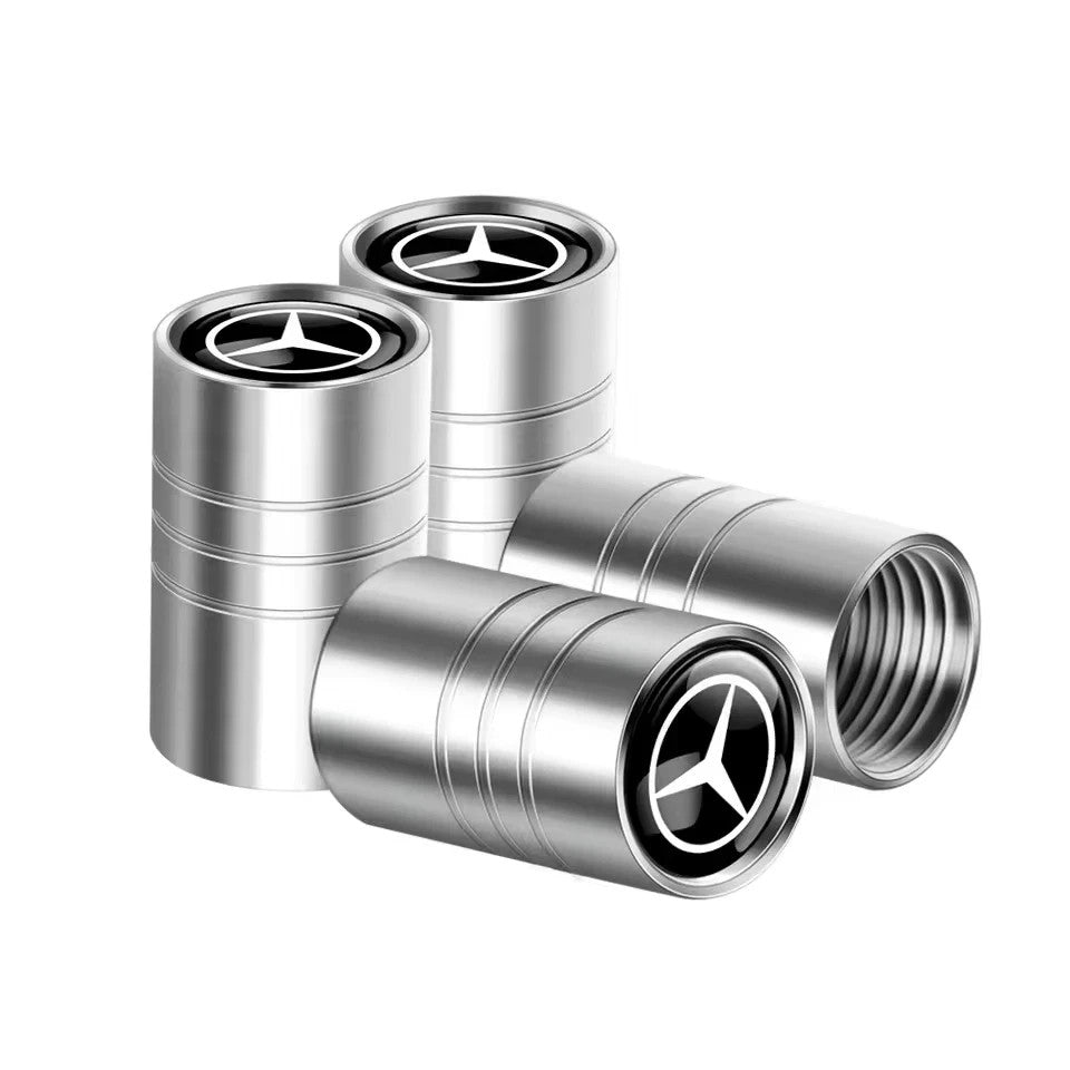 4x Capuchons Bouchons de Valve de Pneu Alu Mercedes-Benz AMG Noir Argent