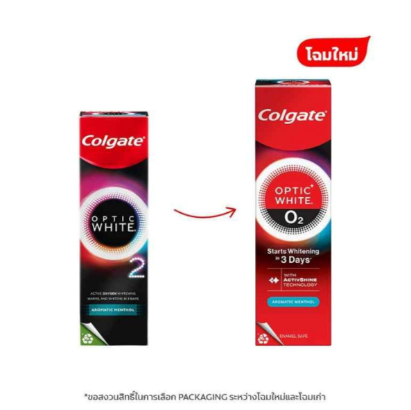 Dentifrice Colgate Optic White2. Puissant blanchissant. (FORMAT 85G) pêche