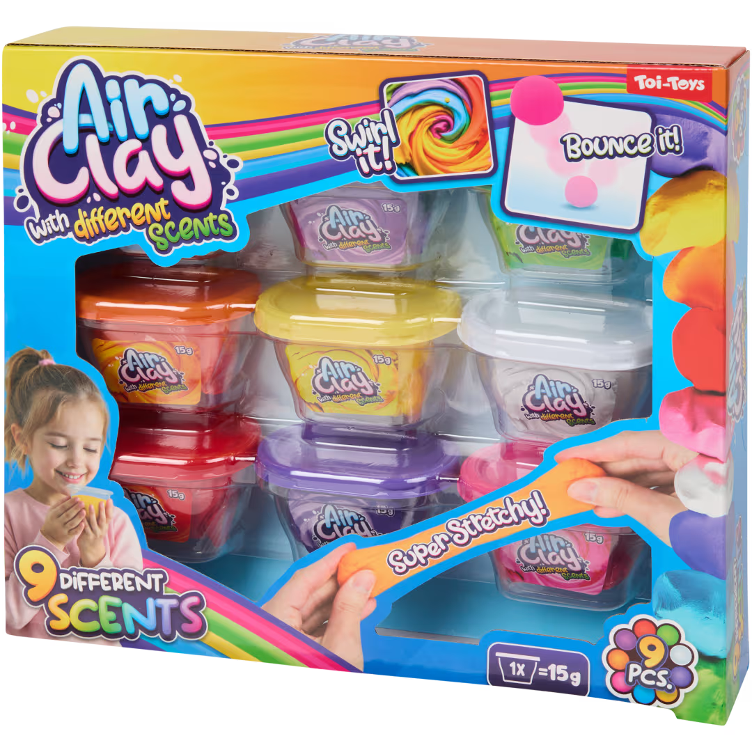 Pâte à Modeler Air Clay Parfumée 9 Pots Couleurs Extensible Enfant Cadeau Neuf