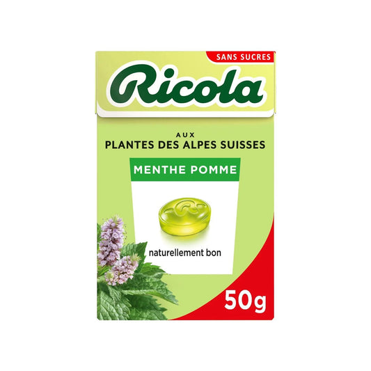 1 Boite Ricola Bonbons menthol pomme sans sucres 50g