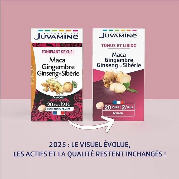 JUVAMINE Maca Gingembre et Ginseng de Sibérie, Tonifiant Sexuel, Tonus et Vig...
