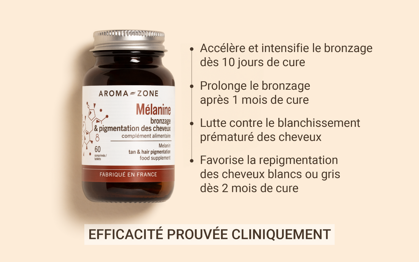 Aroma-Zone Mélanine 60 gélules Complément alimentaire bronzage et pigmentation