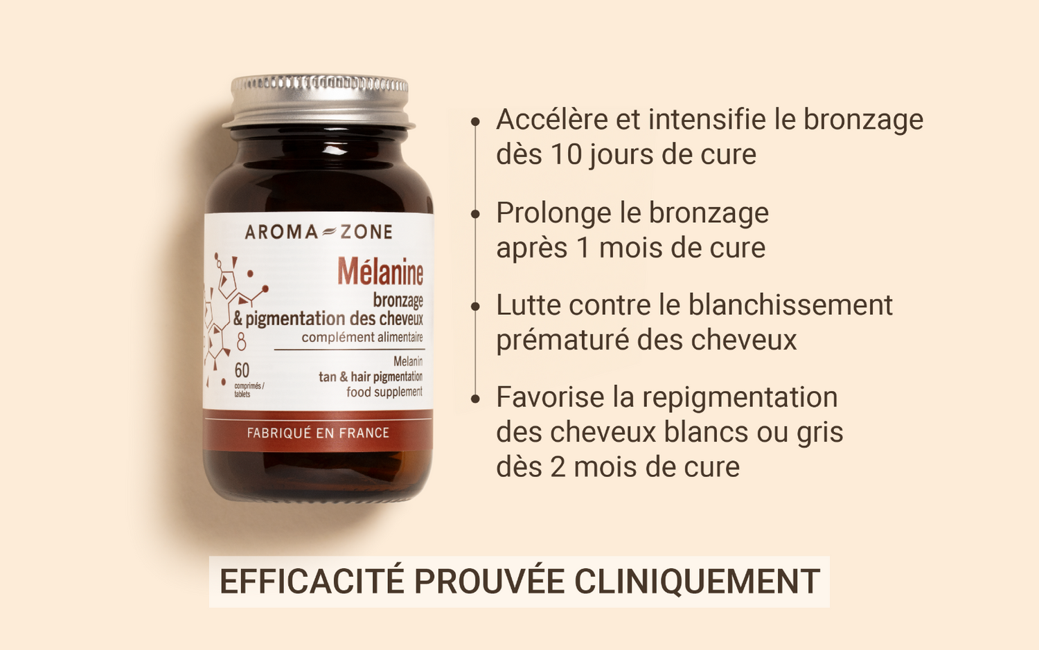 Aroma-Zone Mélanine 60 gélules Complément alimentaire bronzage et pigmentation