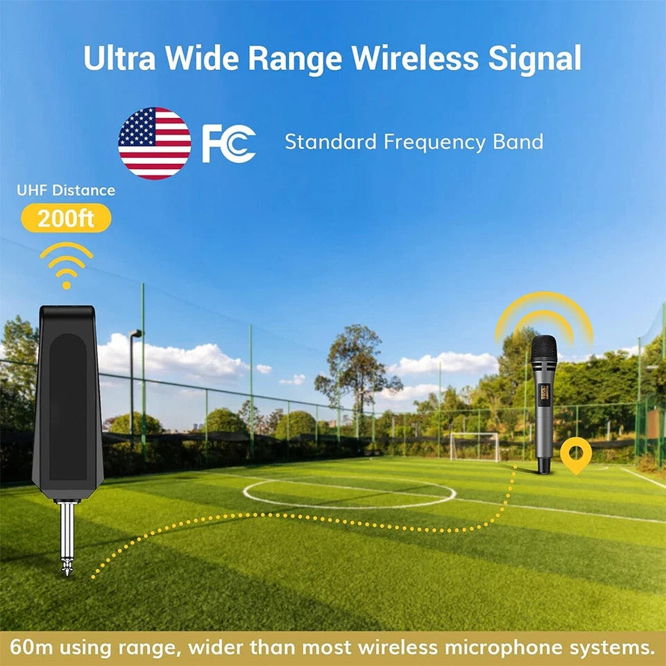 2PCS Wireless VHF Professional Microphone Handheld Mic System Karaoke w/Receiver