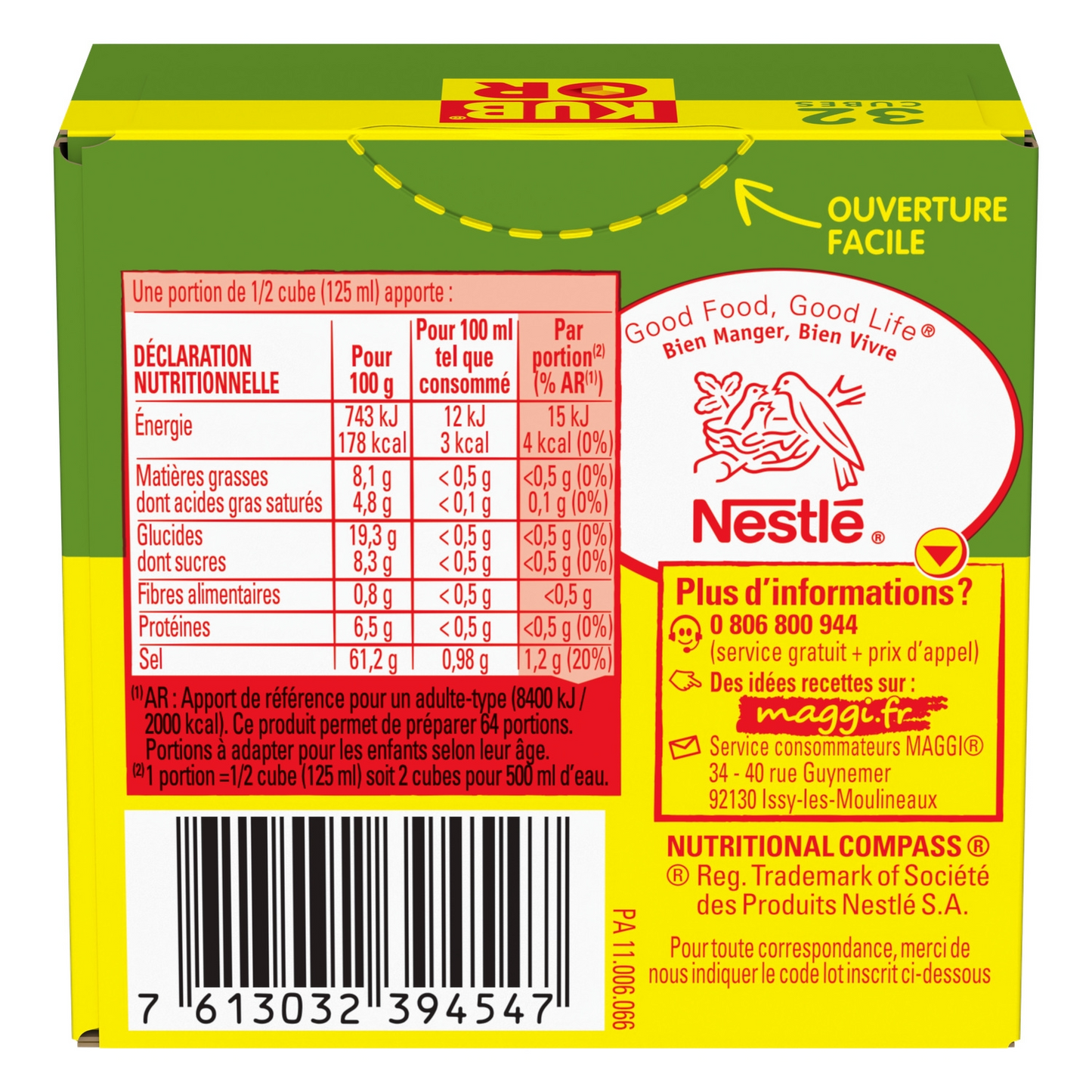 Bouillon herbes de Provence KUB OR les 16 bâtonnets de 2 cubes - 128 g