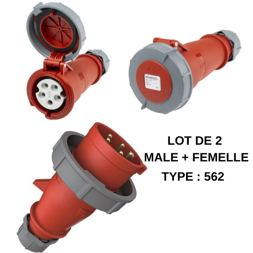 Lot connecteurs industriels MENNEKES – Mâle + Femelle – IP67 – 32A, 6h Type 562