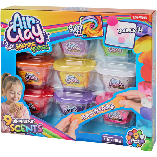 Pâte à Modeler Air Clay Parfumée 9 Pots Couleurs Extensible Enfant Cadeau Neuf