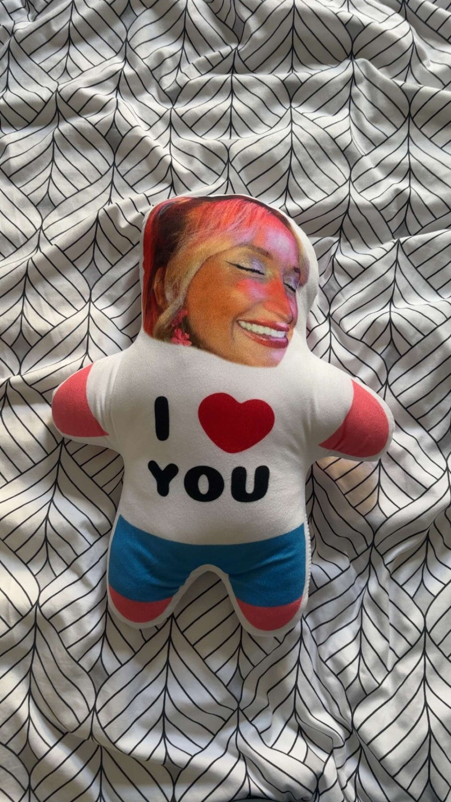 💖 Peluche personnalisée avec photo visage coussin cadeau Je t’aime famille amis