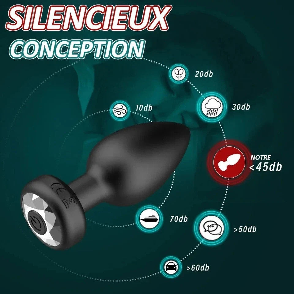 Plug Anal Vibrant Sextoy Femme Homme 10 Modes De Vibrations USB Télécommande