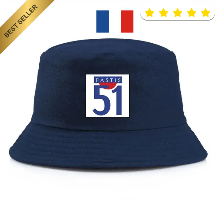 Bob pastis 51 chapeau apéro protection soleil plage couleur bleu marine apéritif