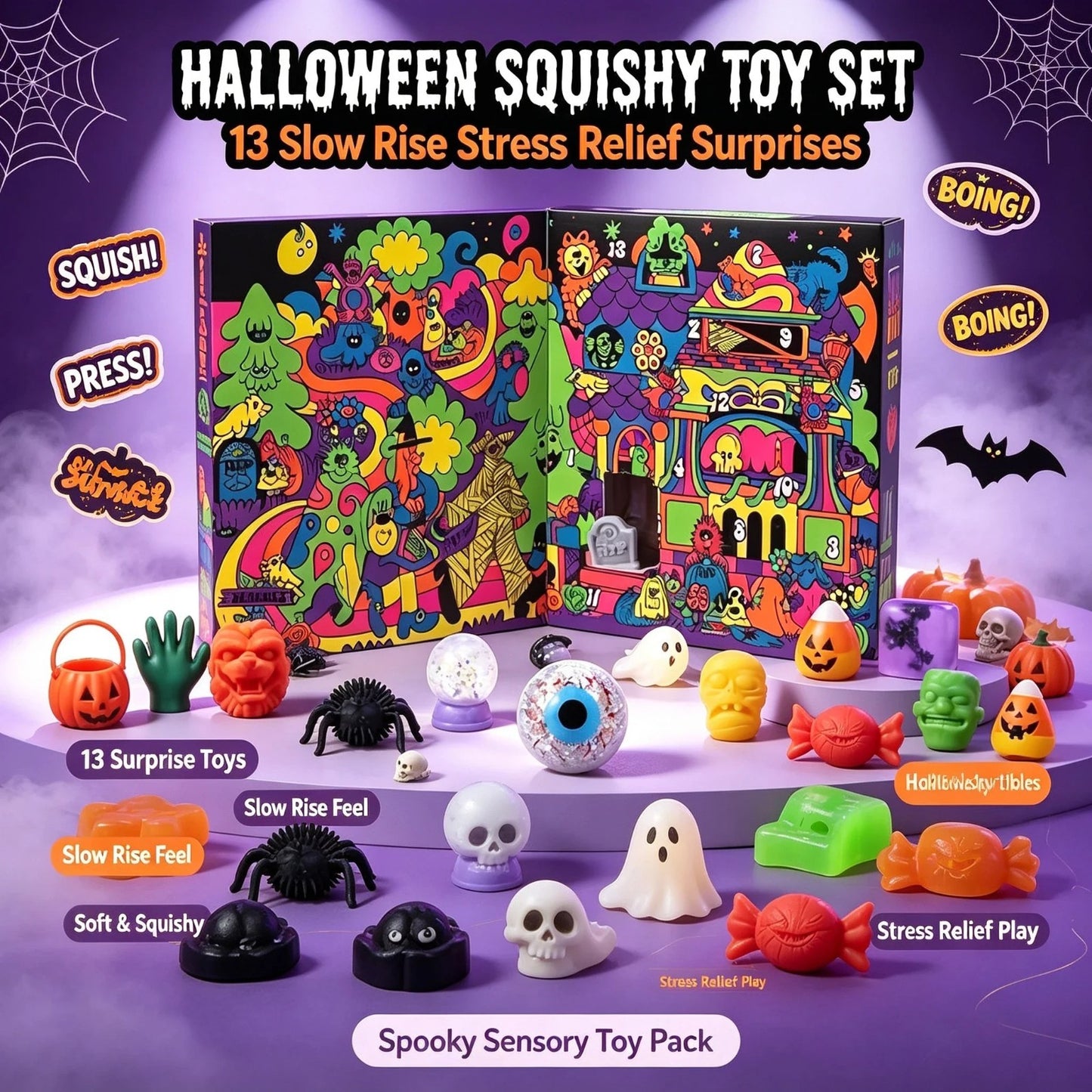 Calendrier de halloween NeeDoh 2026 – Compte à rebours, boîte surprise x13