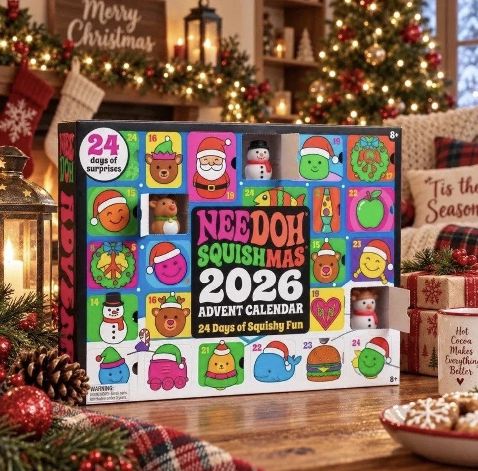 Calendrier de l'Avent de Noël NeeDoh 2026 – Compte à rebours, boîte surprise x24