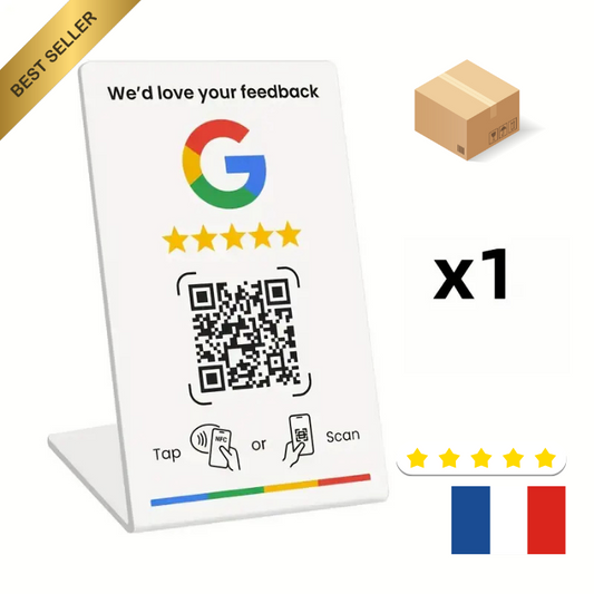 Plaque Avis Google | Panneau de Code NFC social Google Review- Fr restaurant bar