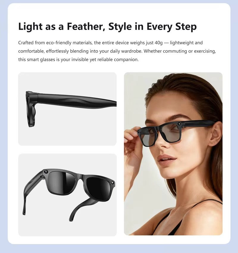 AI Smart Glasses 2026 HD Camera Video Recording Translation Bluetooth Photochrom