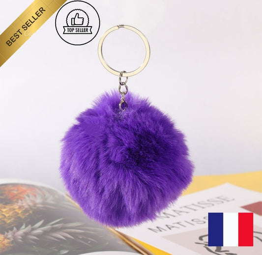 Porte Clé Bijoux Sac Pompon Doux Fourrure Femme Mode Idée Cadeau Voiture Fille