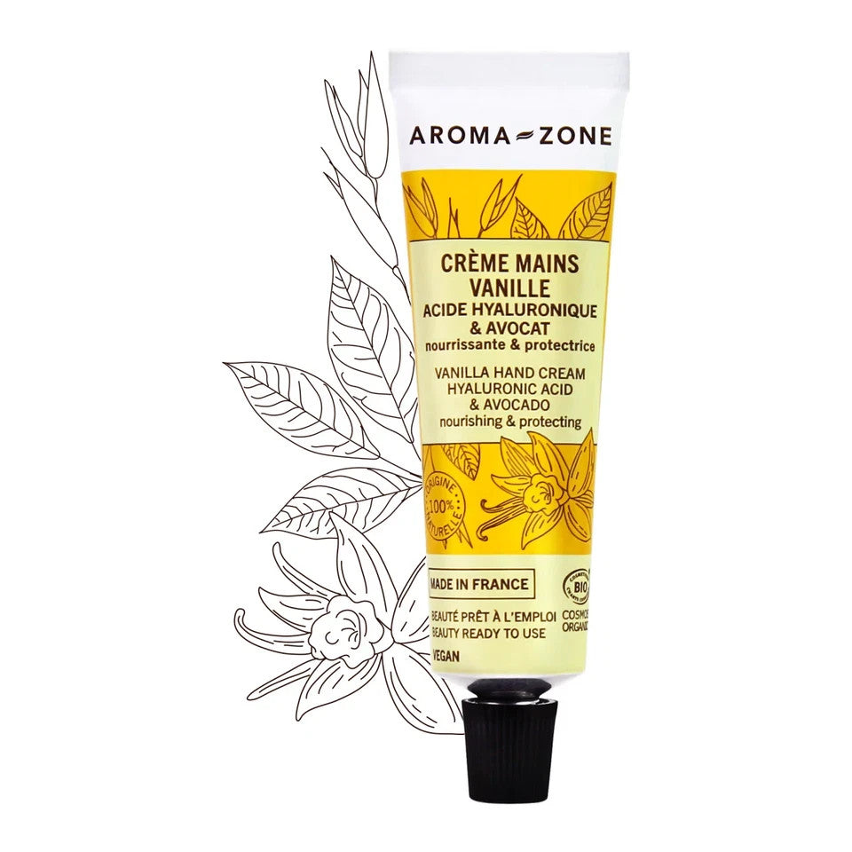 Crème Mains BIO Vanille Avocat & Acide Hyaluronique Aroma Zone Nourrit & Protège