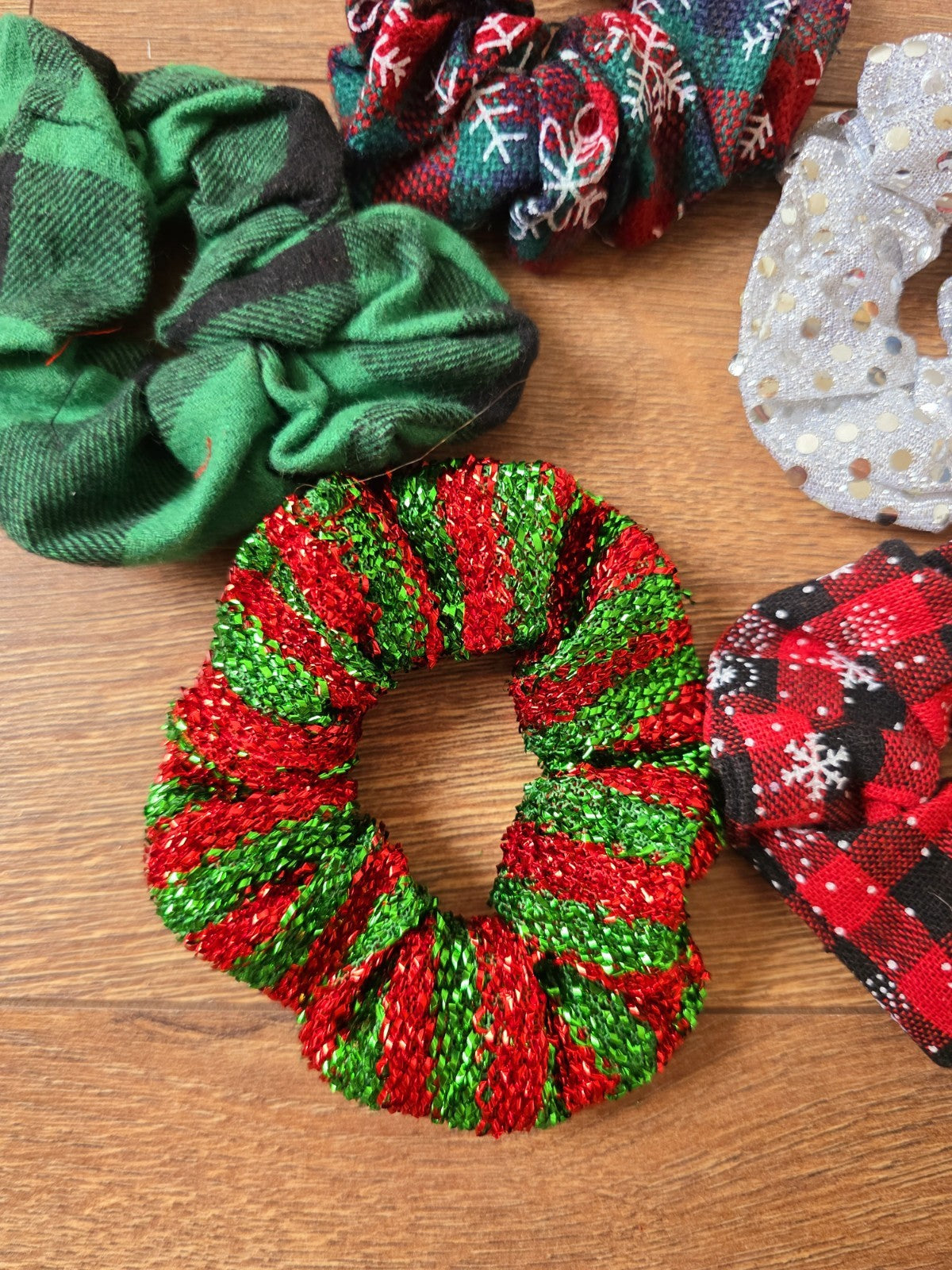 Élastique Chouchou De Noël  Cadeau Offre Fête Accessoires Cheveux Femme Fille X5