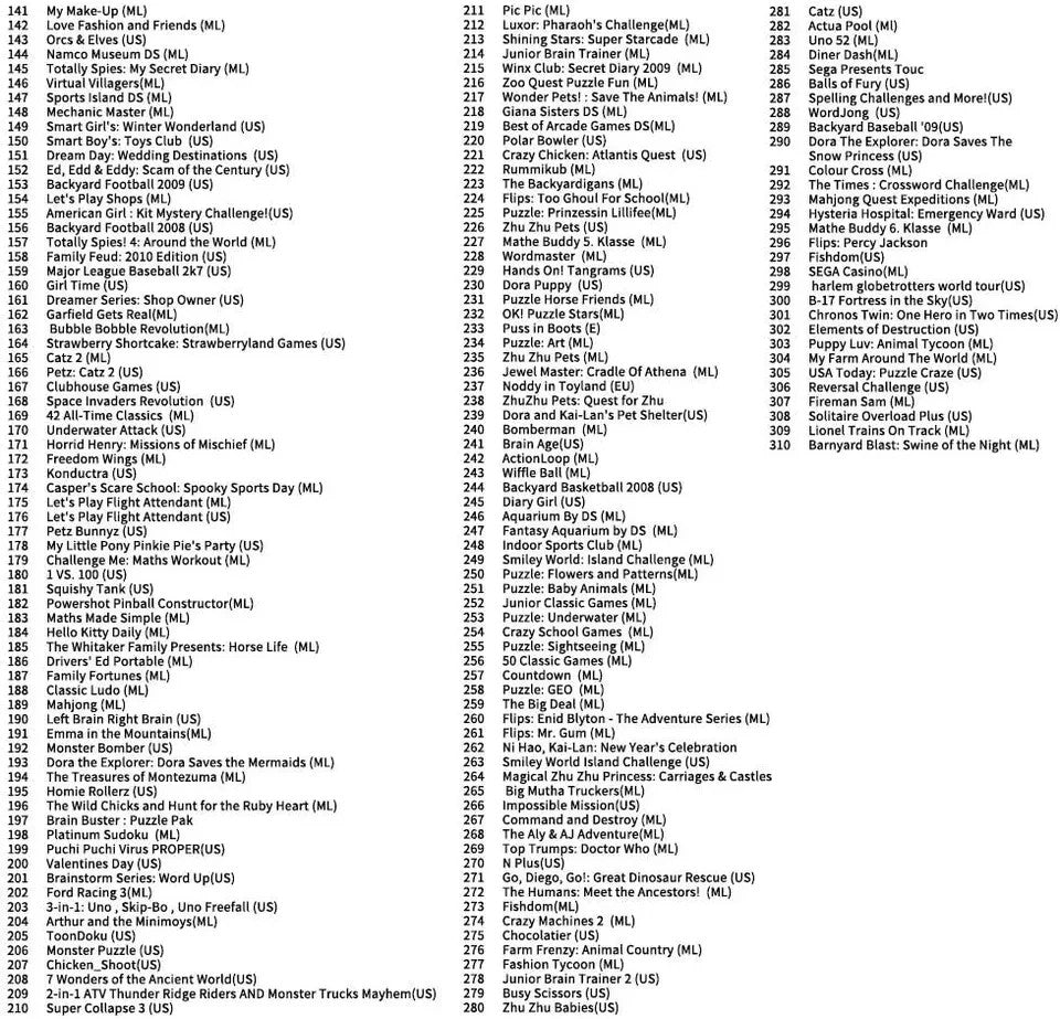 482 en 1 Jeu NDS Cartouche de Jeu DS Jeu Pack Super Combo pour DS NDS NDSL NDSi