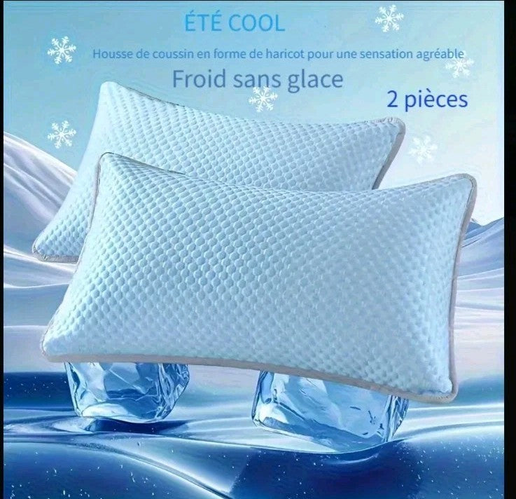 Taie d'oreiller Rafraîchissante Lot de 2 Housses d'oreiller Respirant 40x60cm
