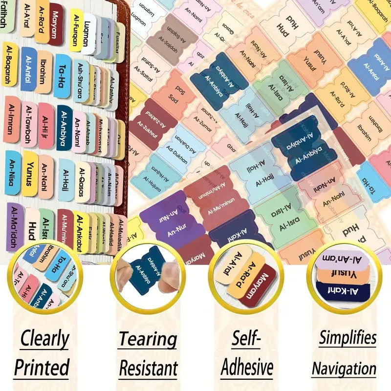 Lot de Marque-pages, onglet, coran, islam, islamique, organisation, religieux