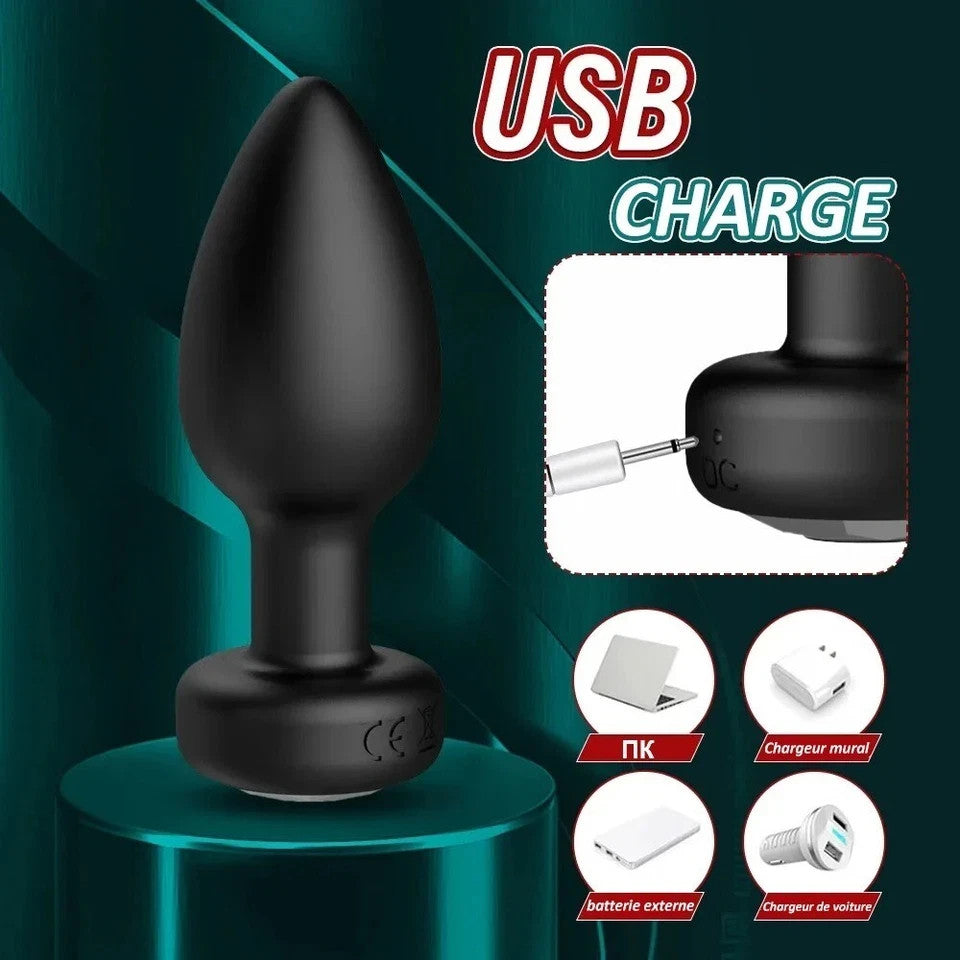 Plug Anal Vibrant Sextoy Femme Homme 10 Modes De Vibrations USB Télécommande