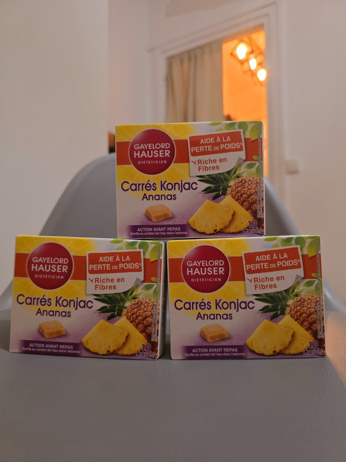 Carrés Konjac Ananas Aide à la Perte de Poids - 10 carrés - 100gr Lot De X3