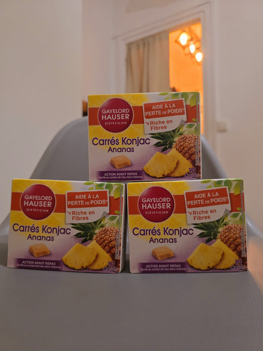 Carrés Konjac Ananas Aide à la Perte de Poids - 10 carrés - 100gr Lot De X3