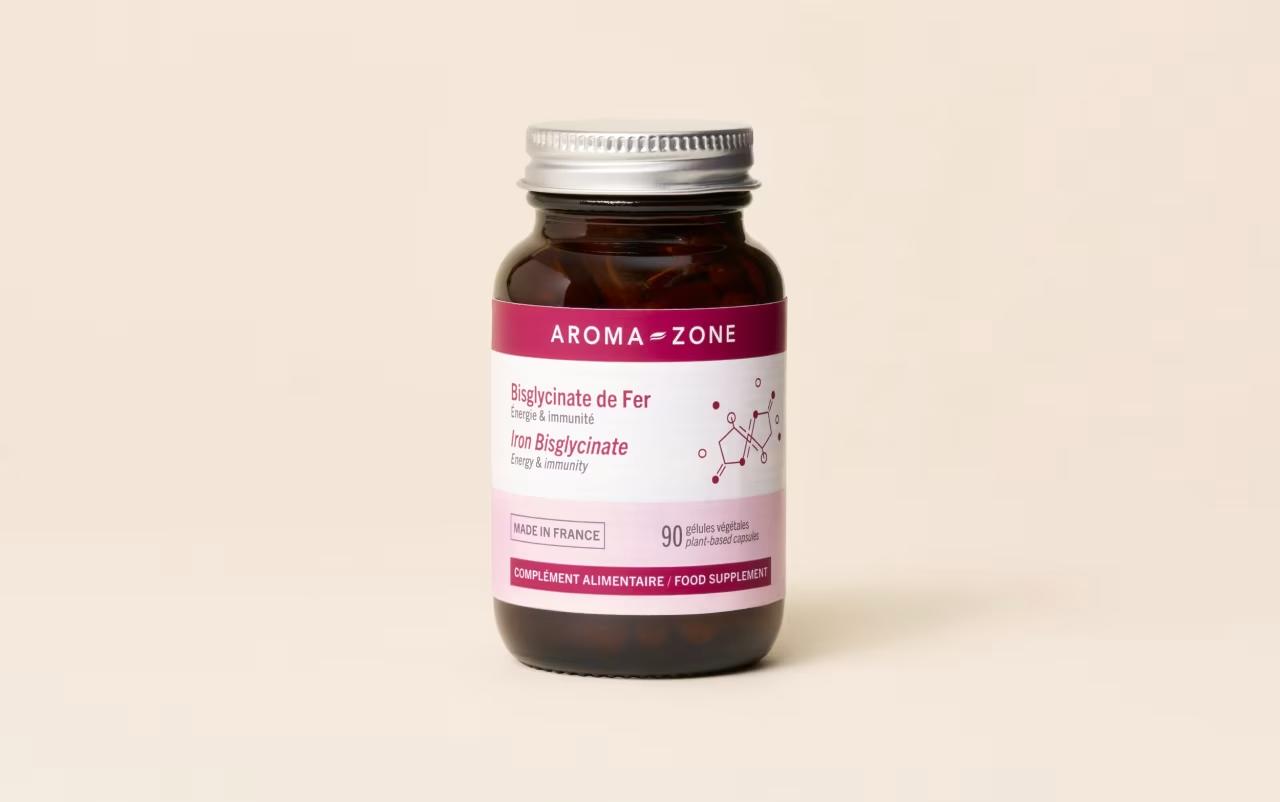 Aroma-zone complément alimentaire fer et vitamine C réduit la fatigue 90 gélules