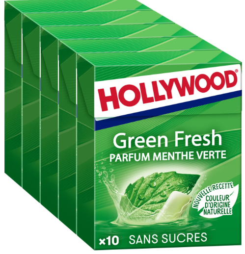 Hollywood Chewing-gum GREEN FLASH / menthe verte - Le lot de 5, 14g