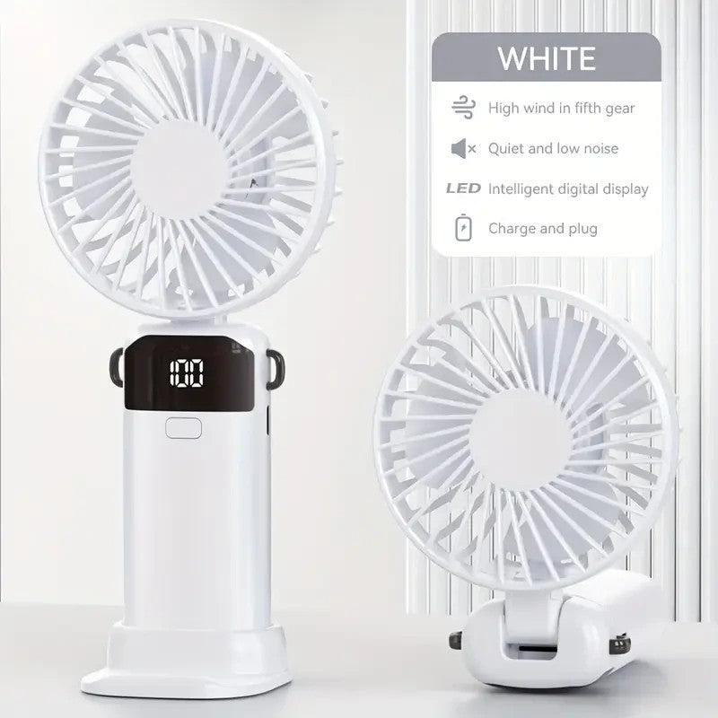 Mini Ventilateur USB de Poche 5 Vitesses avec Base Pliable - couleur aléatoire