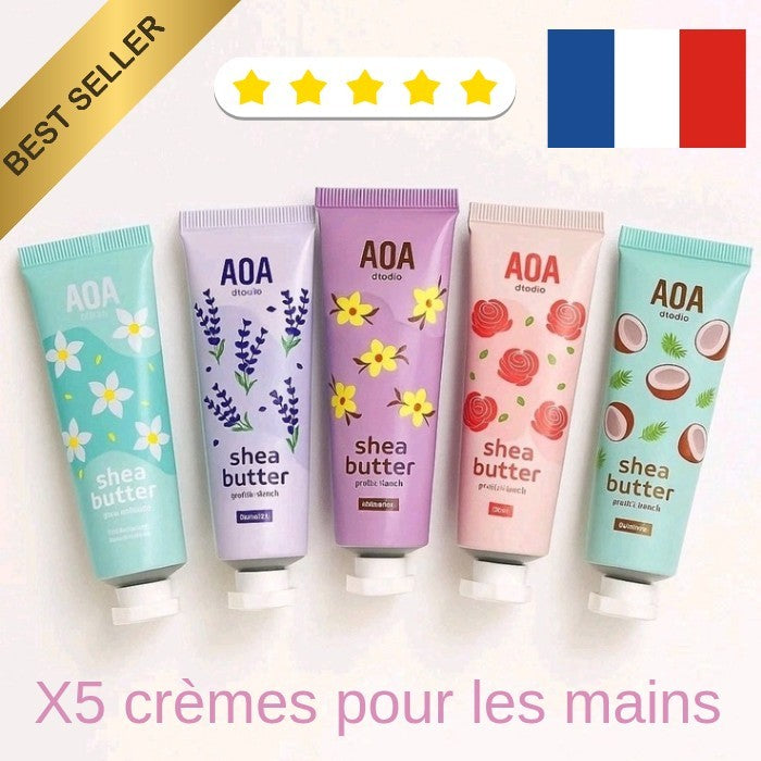LOT de 5 Crèmes main mains formule légère très hydratantes différents parfums 