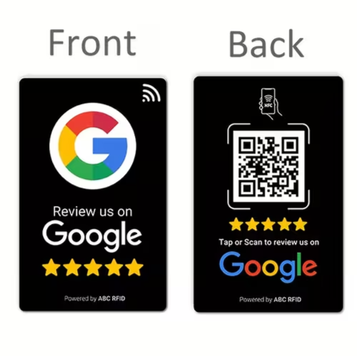 Carte société avis google NFC facile Compatible iPhone et Android commerce noir