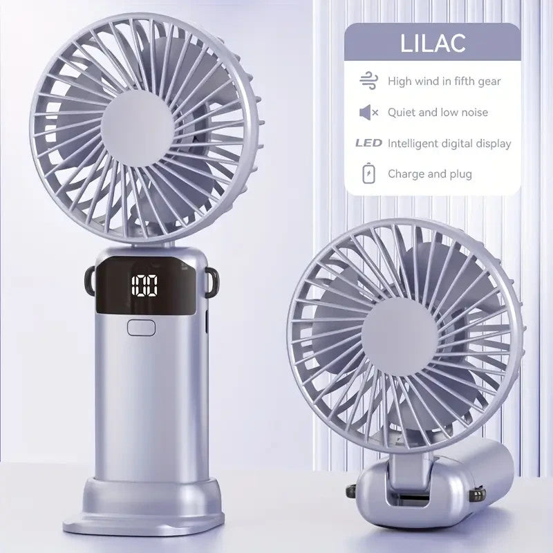 Mini Ventilateur USB de Poche 5 Vitesses avec Base Pliable - couleur aléatoire