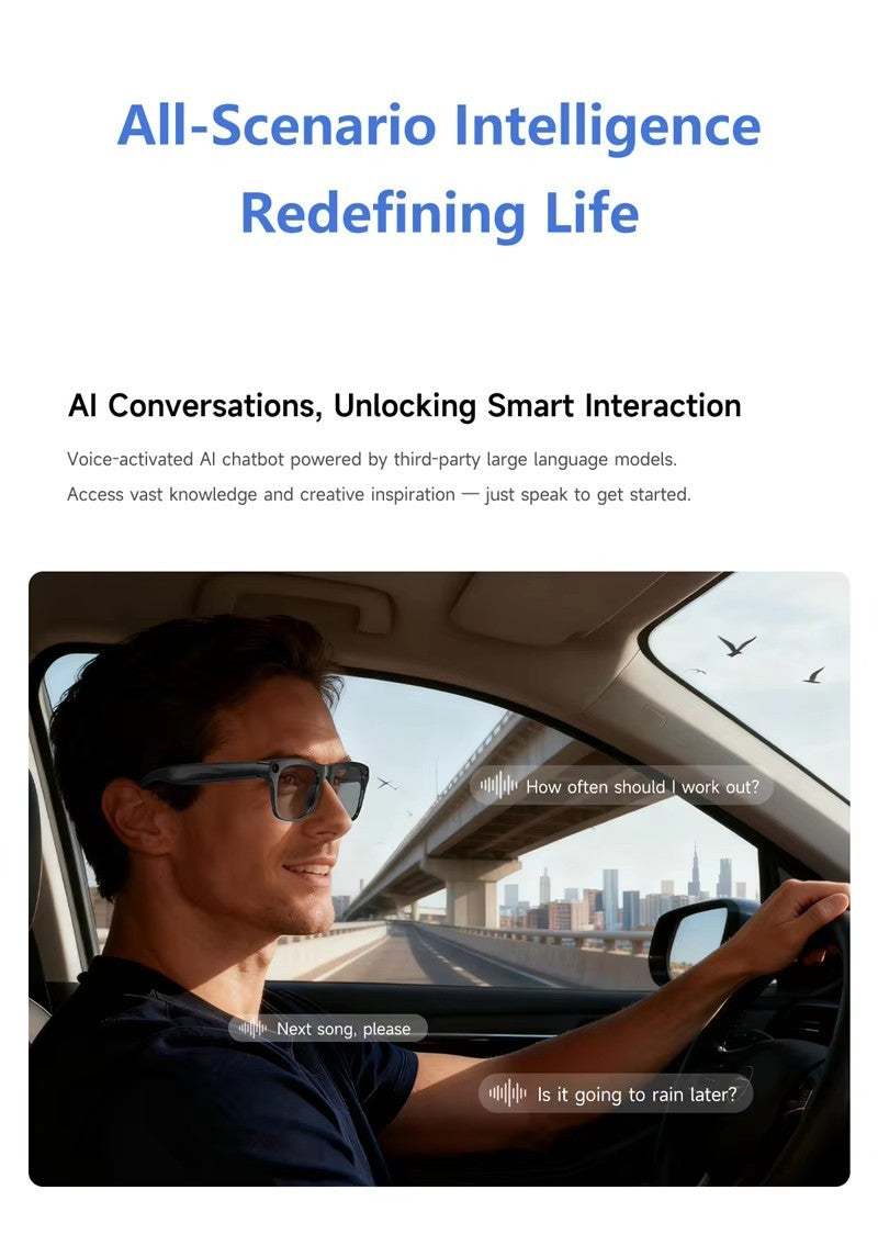 AI Smart Glasses 2026 HD Camera Video Recording Translation Bluetooth Photochrom