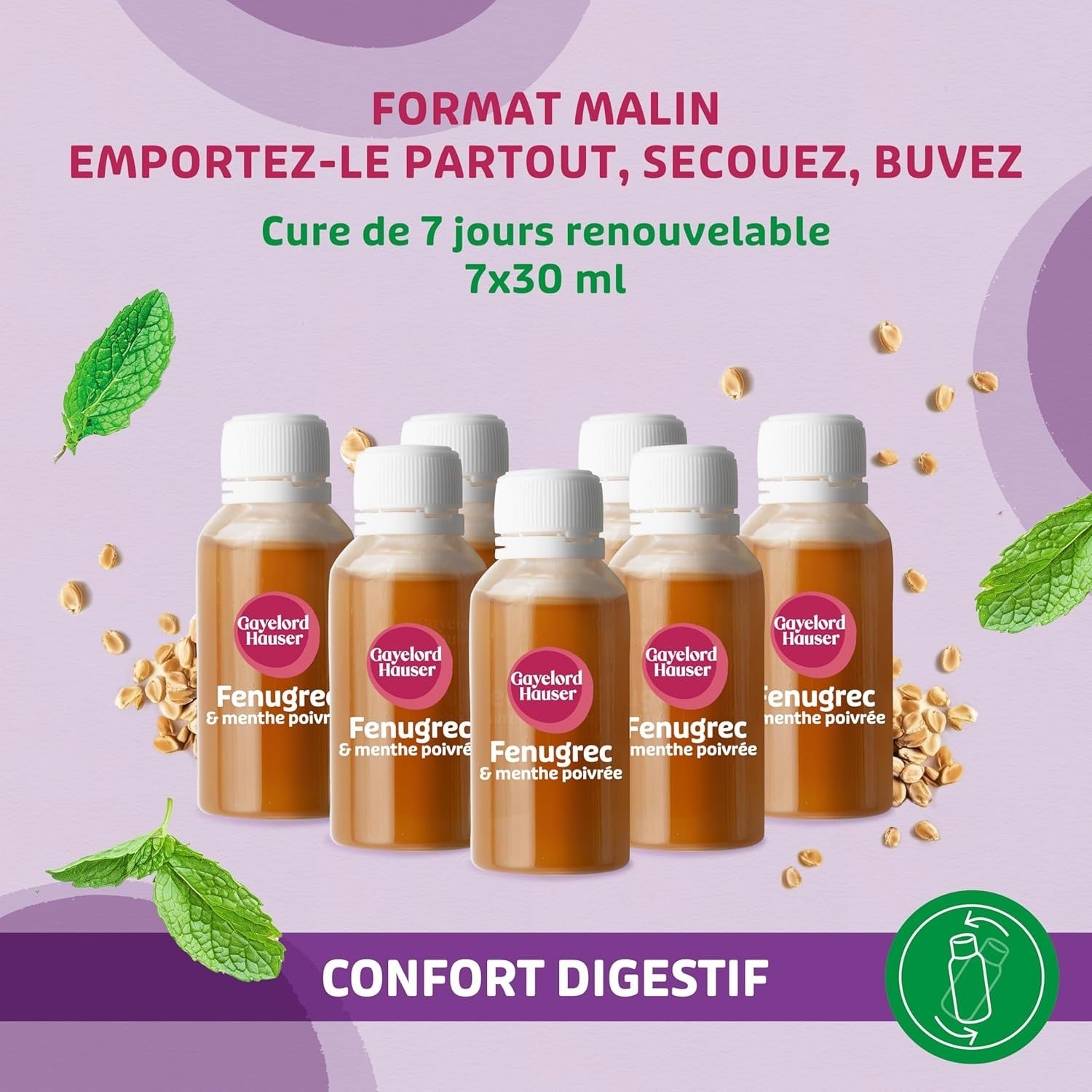 GAYELORD HAUSER Fenugrec Shot digestion Menthe poivrée Favorise la digestion FR