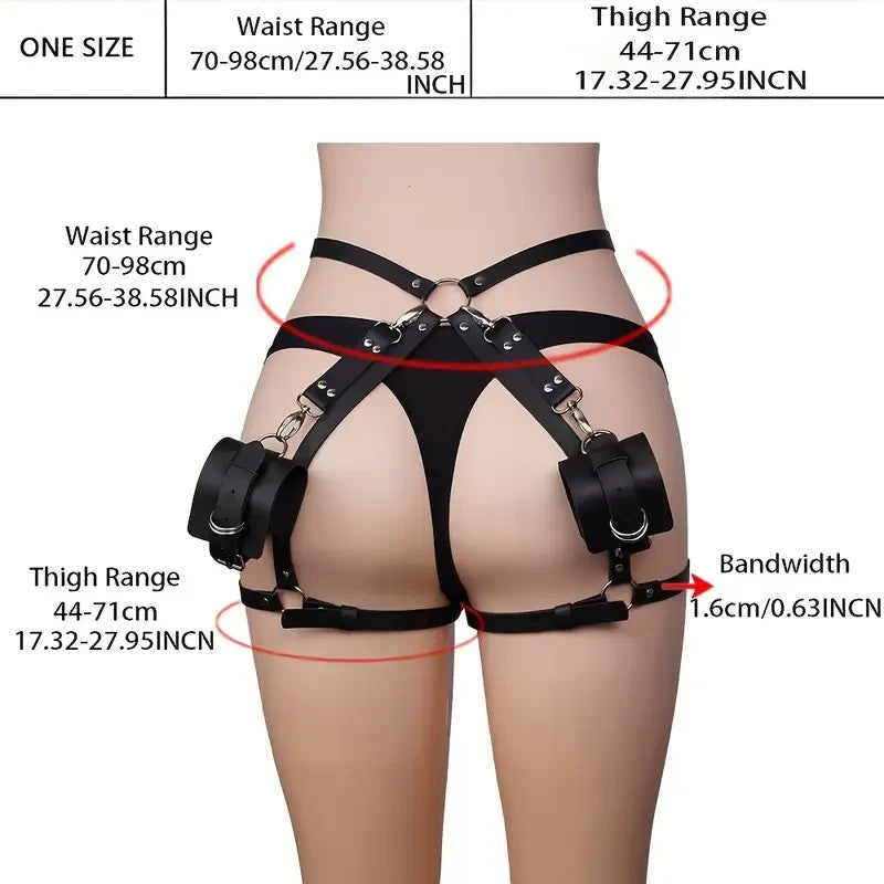 Accessoires BDSM Sangles Harnais De Jambes Et Menottes Bondage Érotique