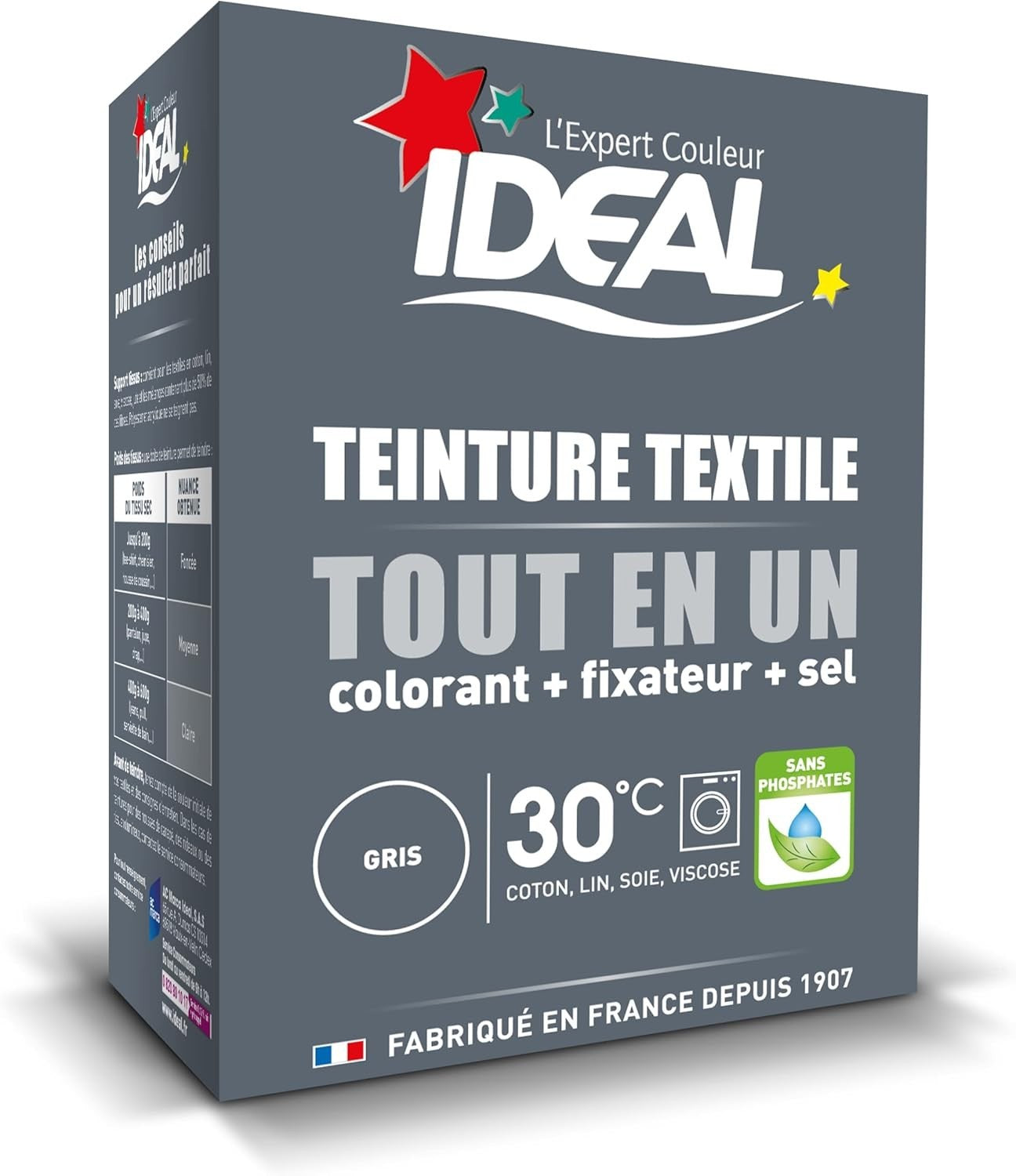 Ideal Teinture Textile Tout en un 230 g gris - colorant pour vêtements
