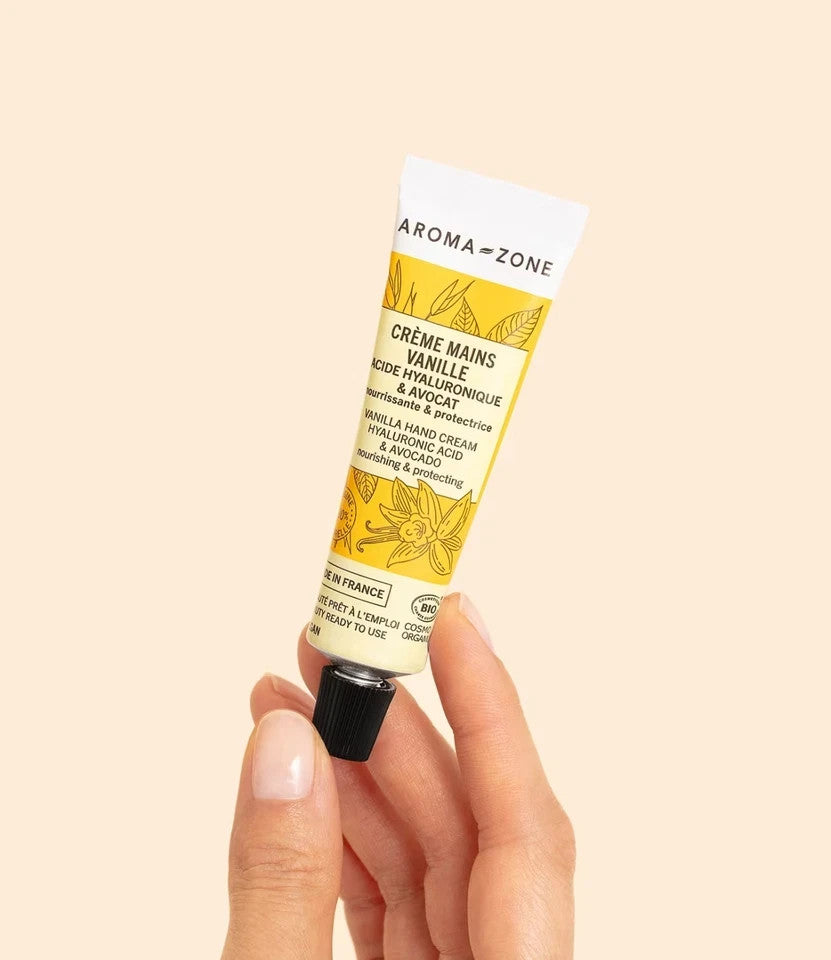 Crème Mains BIO Vanille Avocat & Acide Hyaluronique Aroma Zone Nourrit & Protège