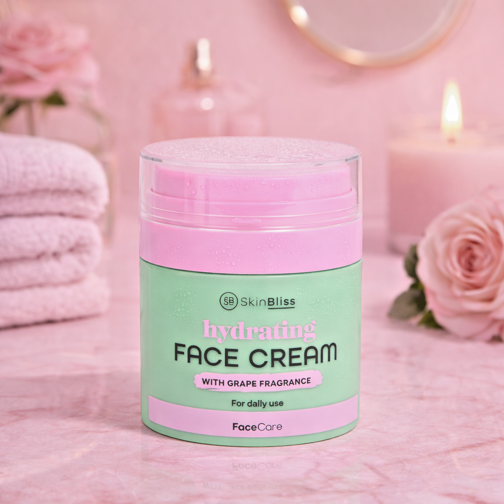 Crème Hydratante Visage 50 ml – Aloe Vera & Huile de Pépin de Raisin Hydratation