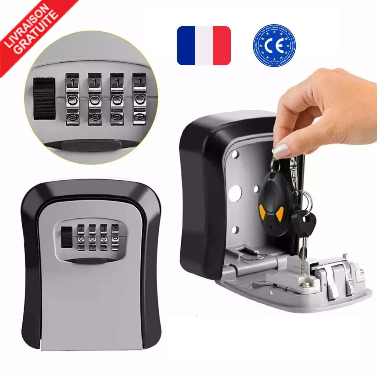 Boîte à Clé Code Sécurisé Location Logements Courte Durée Murale Clef Serrure
