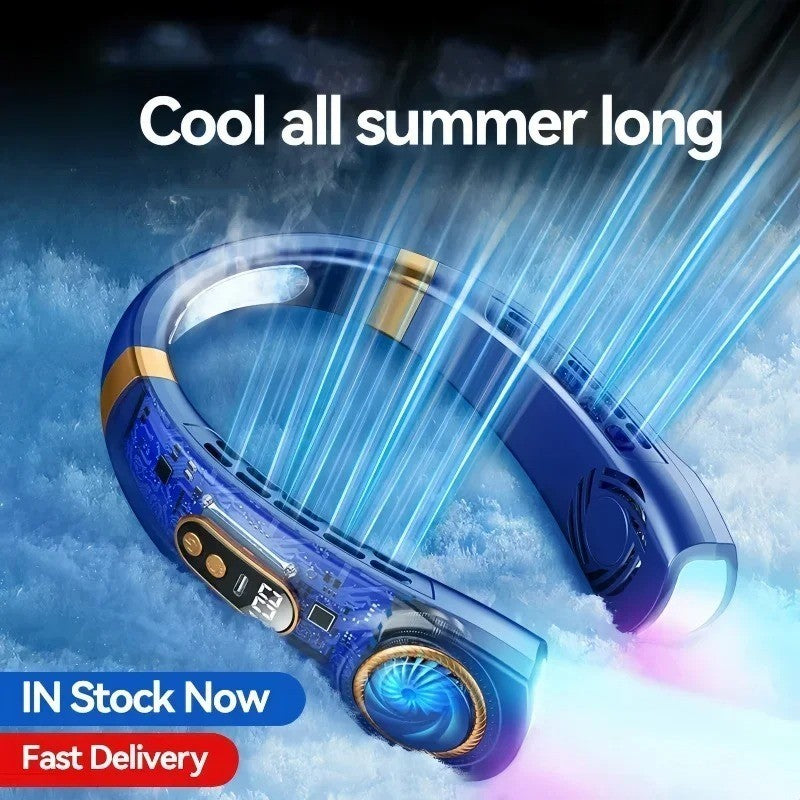 Neck Fan Rechargeable 8000mAh LED Display 360° Cooling Airflow Mini Conditioner
