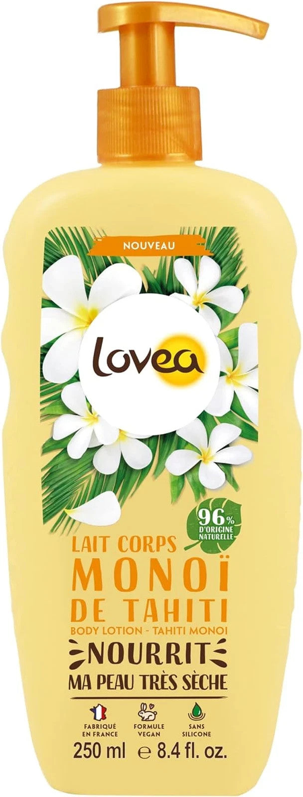 LOVEA  Lait Corps  Monoï De Tahiti - Nourrit & Adoucit - Pour Peaux Très Sèches
