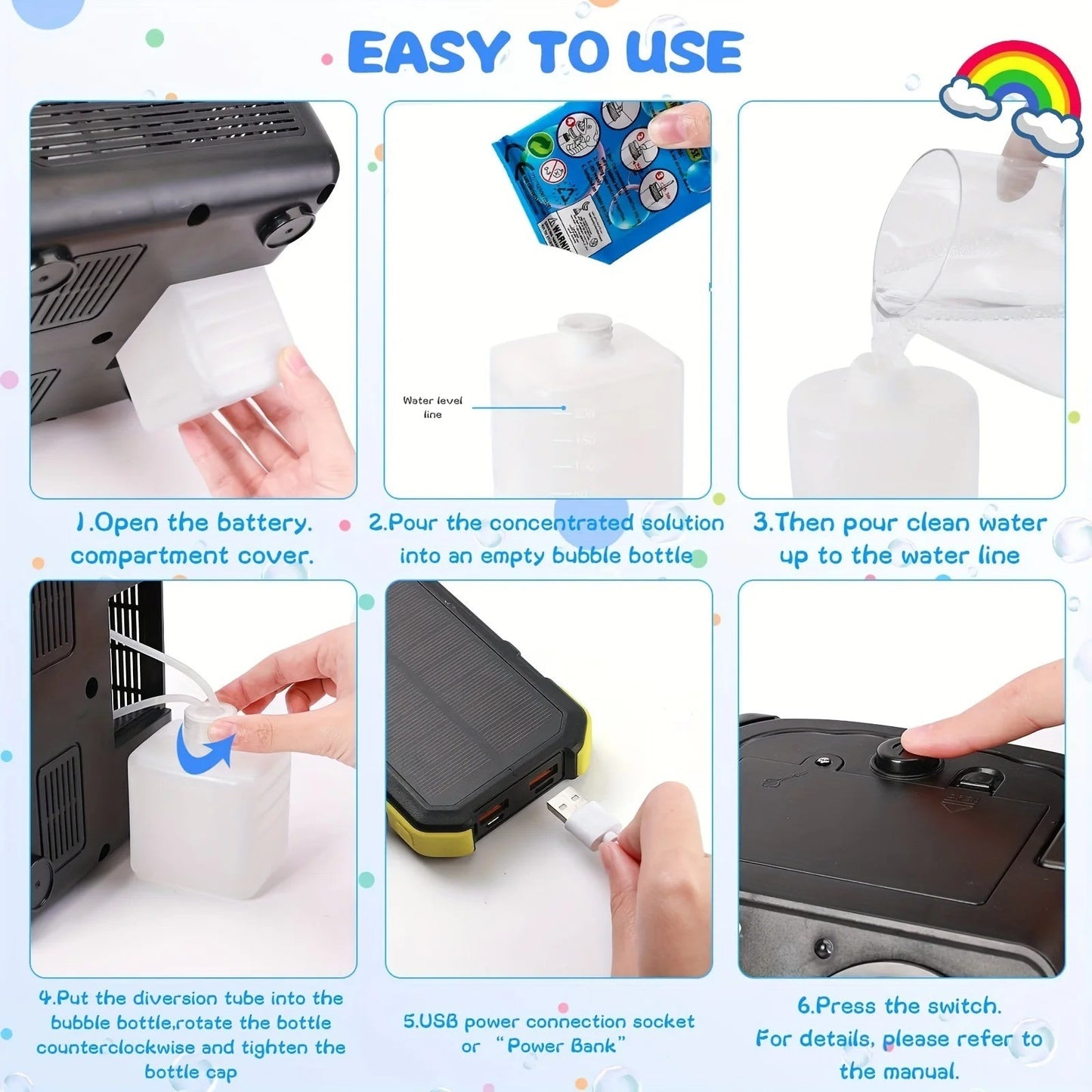 Automatic Bubble Machine Upgrade Bubble Blower w/2 Fans, Portable Bubble Maker