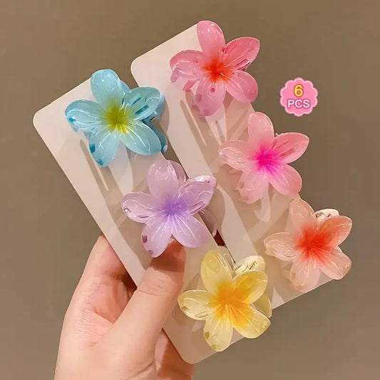 Lot de 6 petites pinces à cheveux en forme de fleur pour femme jolie coloré
