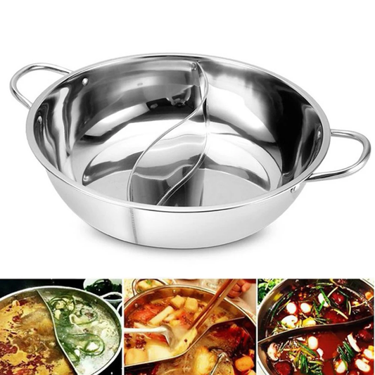 Stainless Steel Divided Hot Pot Dual Soup Cooker Gas Stove Induction Pot Pan