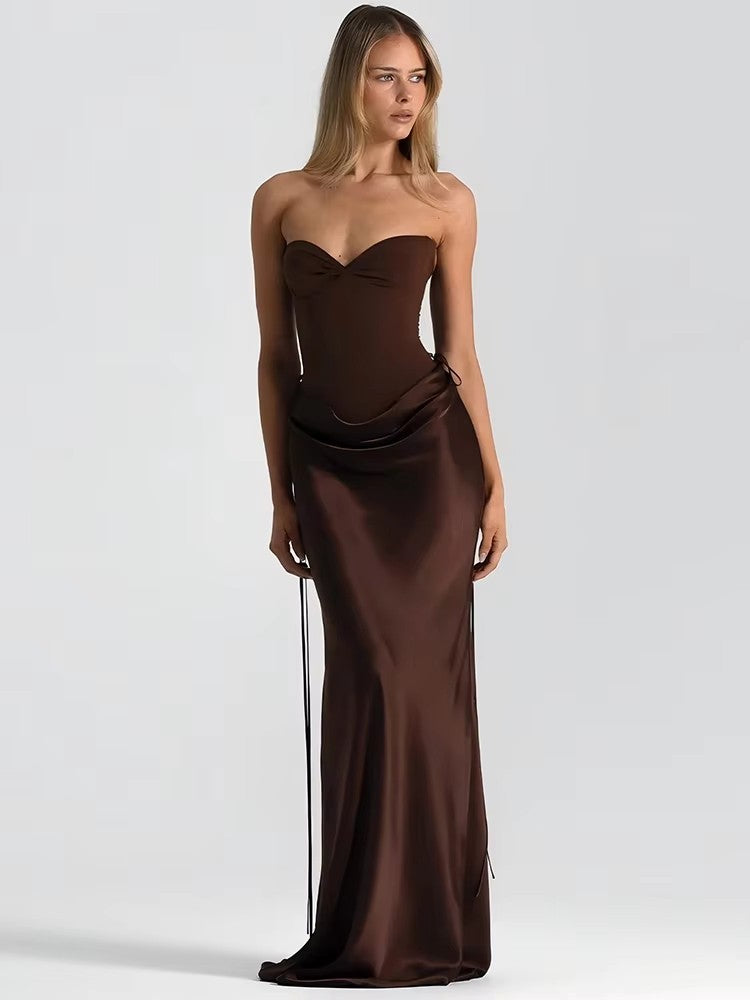 Mozision Off Shoulder Backless Maxi Dress Women Strapless Bodycon Party Club Gow