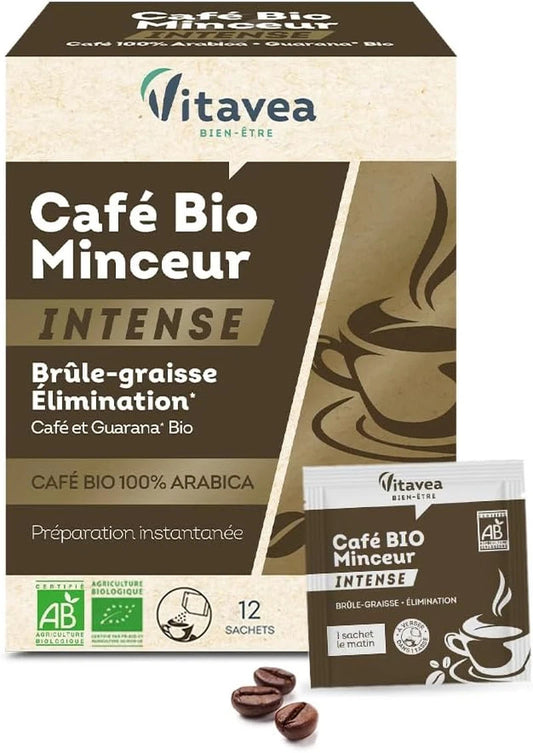 Vitavea Café Minceur BIO Intense Elimination Brûle-graisse 100% Arabica 12 sac